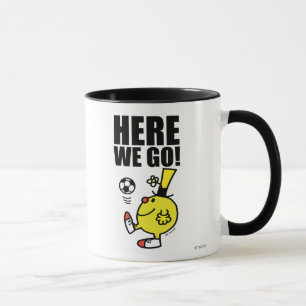 Herr Funny jongliert einen Fußball Tasse