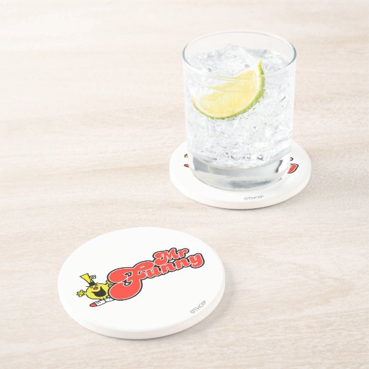 Herr Funny | Rote Buchstaben Sandstein Untersetzer (Seite)