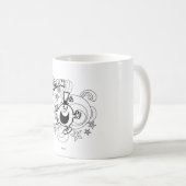 Herr Funny | Schwarz-Weiß-Wirbel und Sterne Kaffeetasse (VorderseiteRechts)