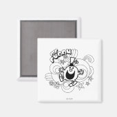 Herr Funny | Schwarz-Weiß-Wirbel und Sterne Magnet (Vorderseite/Rückseite)