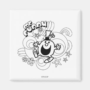 Herr Funny   Schwarz-Weiß-Wirbel und Sterne Magnet