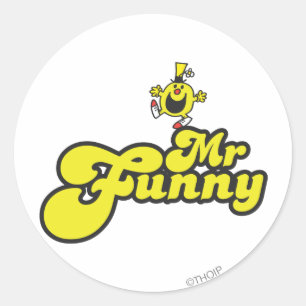 Herr Funny tanzt auf seinem Namen Runder Aufkleber