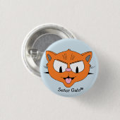 Herr Gato Rebellious Cartoon-Katze Button (Vorne & Hinten)