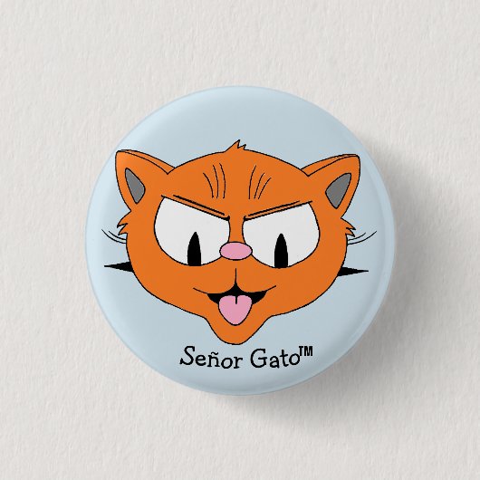 Herr Gato Rebellious Cartoon-Katze Button (Vorderseite)