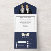 Herr | Gay Ehepaar Foto blau All In One Einladung (Innen)