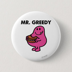 Herr Gierig isst Kuchen Button