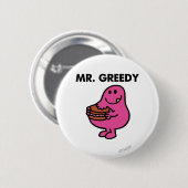 Herr Gierig isst Kuchen Button (Vorne & Hinten)