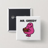 Herr Gierig isst Kuchen Button (Vorne & Hinten)