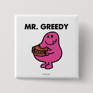 Herr Gierig isst Kuchen Button