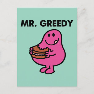 Herr Gierig isst Kuchen Postkarte