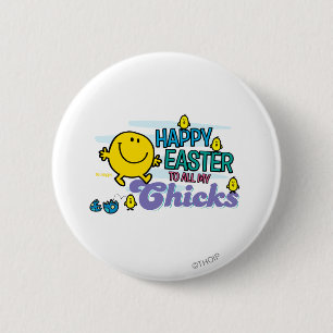 Herr Glücklich Frohe Ostern an all meine Küken Button