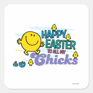 Herr Glücklich Frohe Ostern an all meine Küken Quadratischer Aufkleber