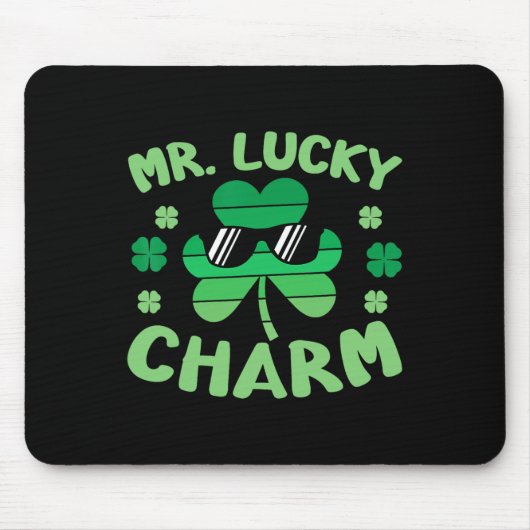 Herr Glücksbringer Sungles St Patricks Day Jungen Mousepad (Vorne)
