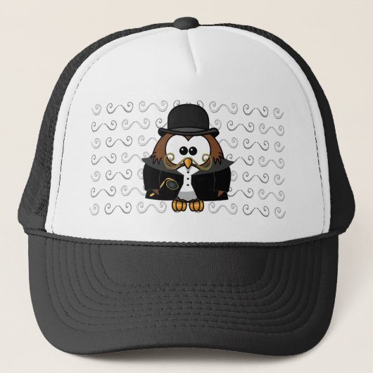 Herr Gold Mustache Owl Truckerkappe (Vorderseite)