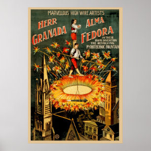 Herr Granada, Alma Fedora Vintag Wire Artists Poster