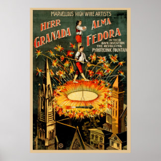 Herr Granada, Alma Fedora Vintag Wire Artists Poster