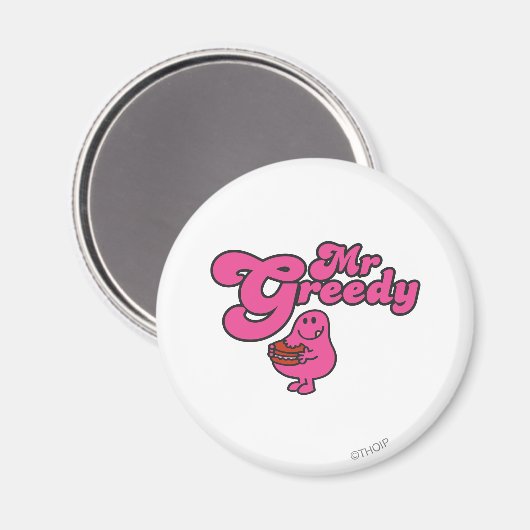 Herr Greedy Enjoying Dessert Magnet (Vorderseite/Rückseite)