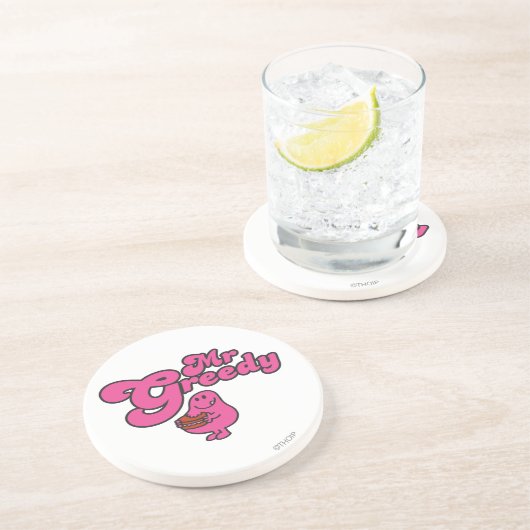 Herr Greedy Enjoying Dessert Sandstein Untersetzer (Seite)