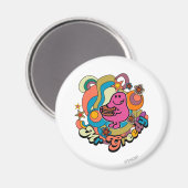 Herr Greedy | Farbige Wirbel und Sterne Magnet (Vorderseite/Rückseite)