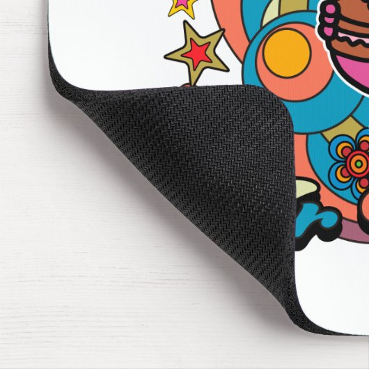 Herr Greedy | Farbige Wirbel und Sterne Mousepad (Ecke)