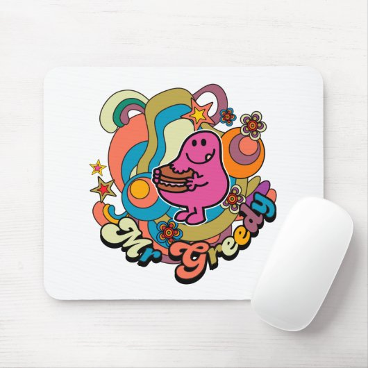 Herr Greedy | Farbige Wirbel und Sterne Mousepad (Mit Mouse)