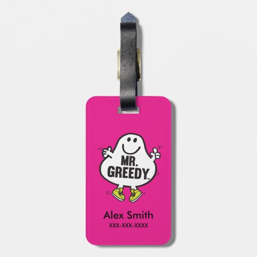 Herr Greedy Gepäckanhänger (Rückseite vertikal)