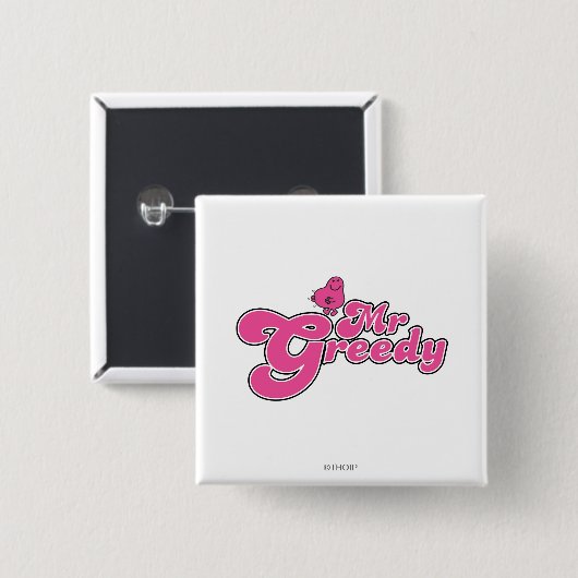 Herr Greedy | Rosa Buchstaben Button (Vorne & Hinten)