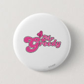 Herr Greedy | Rosa Buchstaben Button (Vorderseite)