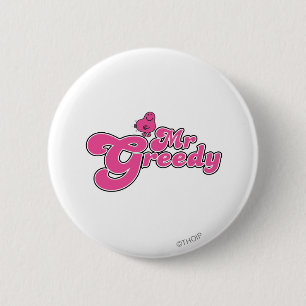 Herr Greedy   Rosa Buchstaben Button