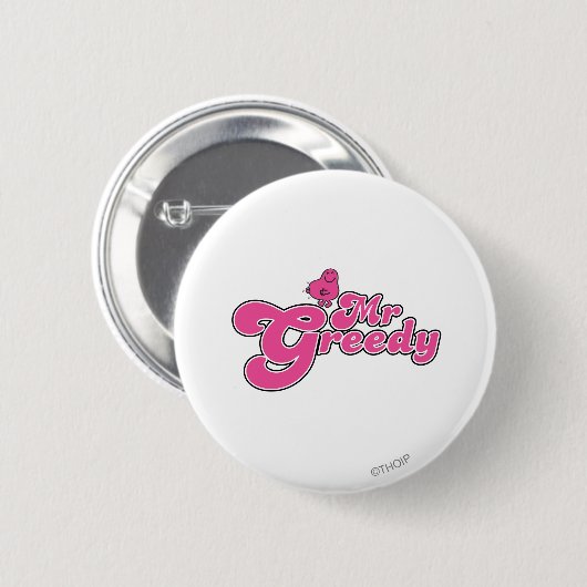 Herr Greedy | Rosa Buchstaben Button (Vorne & Hinten)