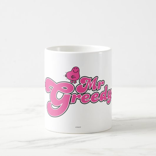 Herr Greedy | Rosa Buchstaben Kaffeetasse (Mittel)