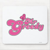 Herr Greedy | Rosa Buchstaben Mousepad (Vorne)