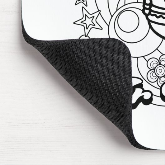 Herr Greedy | Schwarz-Weiß-Wirbel und Sterne Mousepad (Ecke)