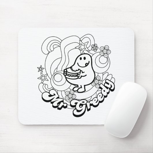 Herr Greedy | Schwarz-Weiß-Wirbel und Sterne Mousepad (Mit Mouse)