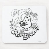 Herr Greedy | Schwarz-Weiß-Wirbel und Sterne Mousepad (Vorne)