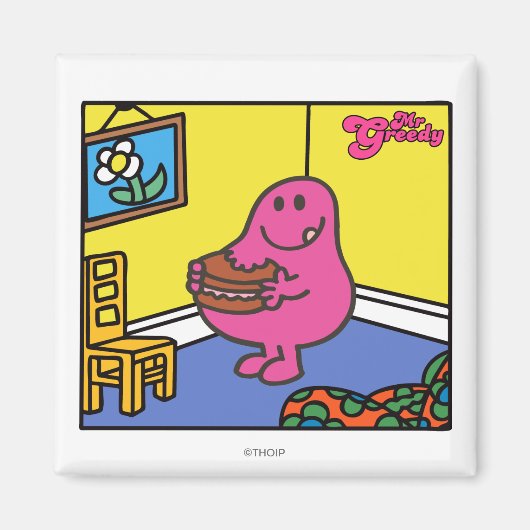 Herr Greedy | Wohnzimmeressen Magnet (Vorne)