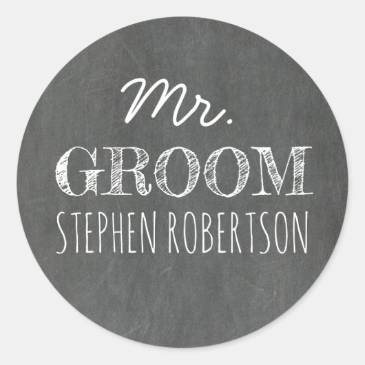 Herr Groom Chalkboard Runder Aufkleber (Vorderseite)