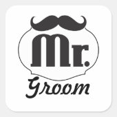 Herr Groom Mustache Quadratischer Aufkleber (Vorderseite)