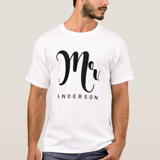 HERR Groom Trendy Modern Script Wedding Party T-Shirt (Vorderseite)