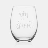 Herr Grooms nennt schwarze Typografie und Herzverh Weinglas Ohne Stiel (Rückseite)