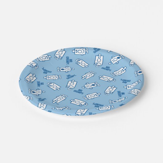 Herr Grumpy | Blue Emotion Toss Pattern Pappteller (Schrägansicht)