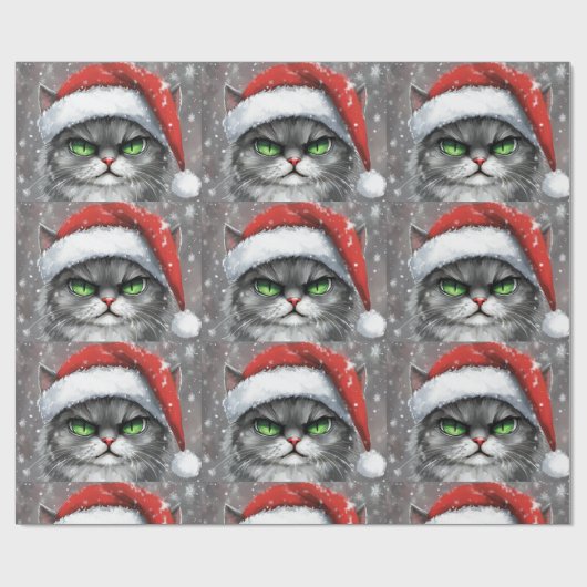 Herr Grumpy Face (Grau) Weihnachtskatze Geschenkpapier (Flach)