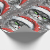 Herr Grumpy Face (Grau) Weihnachtskatze Geschenkpapier (Ecke)