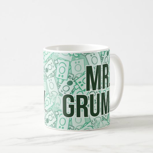 Herr Grumpy | Green Name and Character Toss Patter Kaffeetasse (VorderseiteRechts)