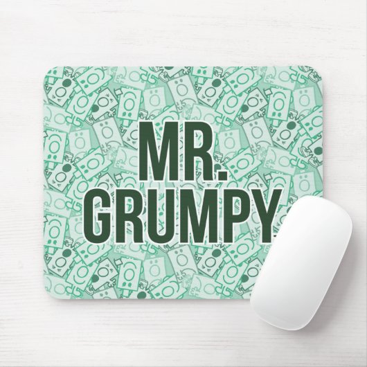 Herr Grumpy | Green Name and Character Toss Patter Mousepad (Mit Mouse)
