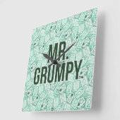 Herr Grumpy | Green Name and Character Toss Patter Quadratische Wanduhr (Winkel)