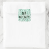 Herr Grumpy | Green Name and Character Toss Patter Quadratischer Aufkleber (Tasche)