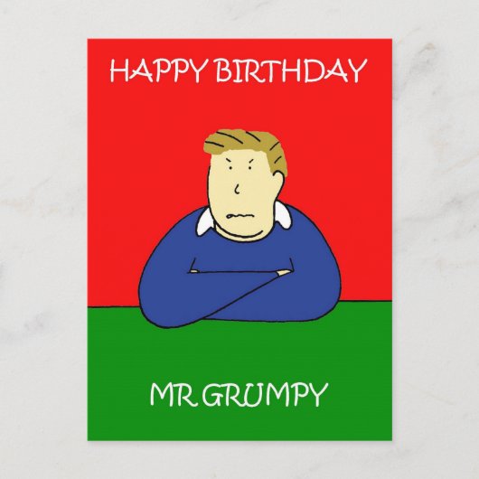 Herr Grumpy Happy Birthday Postkarte (Vorderseite)