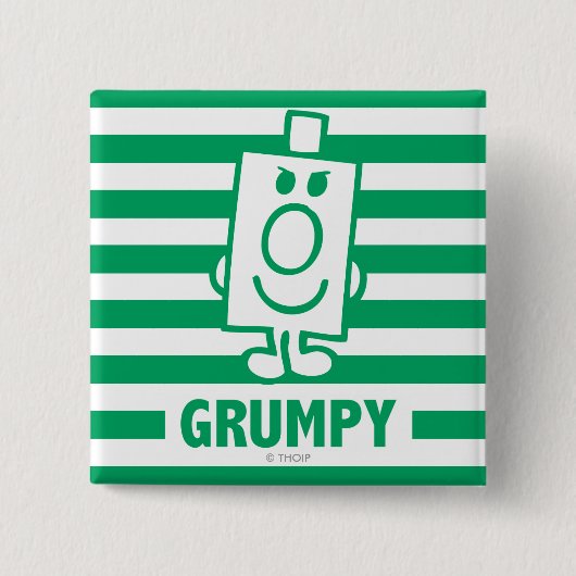 Herr Grumpy | Mischegrube und grüne Streifen Button (Vorderseite)