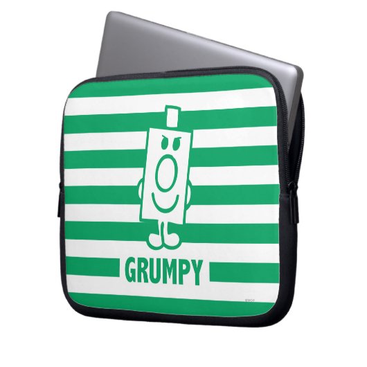 Herr Grumpy | Mischegrube und grüne Streifen Laptopschutzhülle (Vorderseite Links)